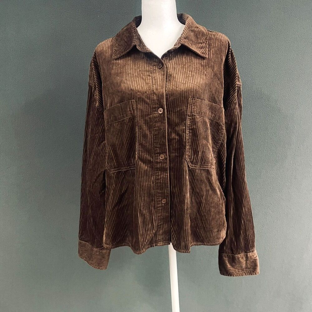 Universal Thread Brown Shacket Womens XL Corduroy Fall Layering Button Down
